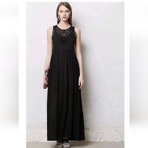 Anthropologie Mermaid Macrame Maxi Dress Crochet Women's M Boho